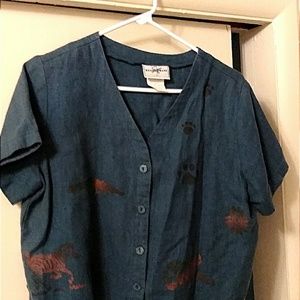 Safari themed short sleeved cropped jacket